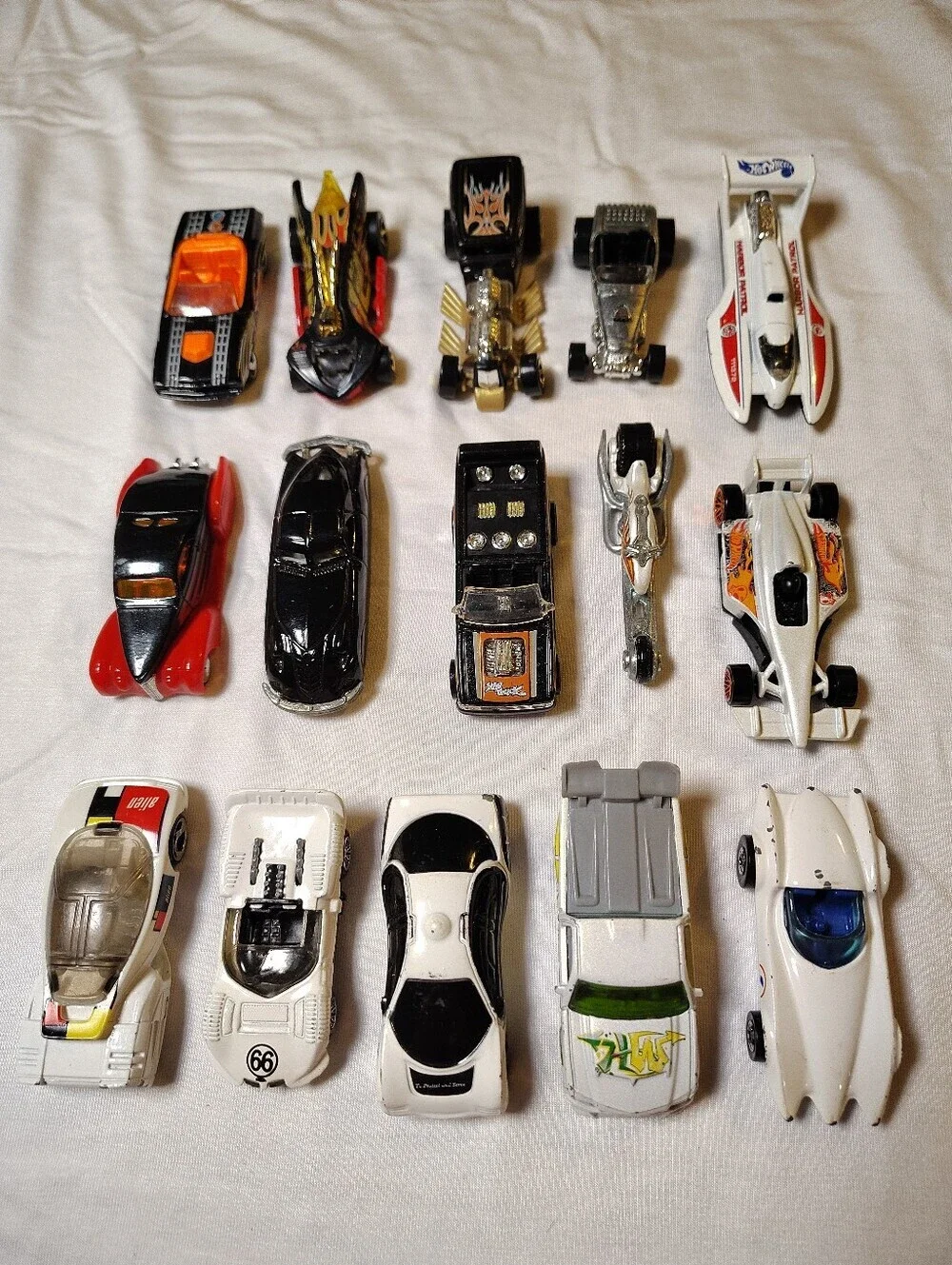 Hot Wheels Vintage Diecast Car Lot 80s-2000 Collectible Race Cars Black & White
